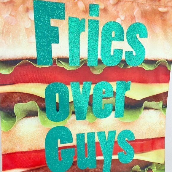 Fries Over Guys Hamburger Vinyl Double Handle Tote Bag - Picture 5 of 6